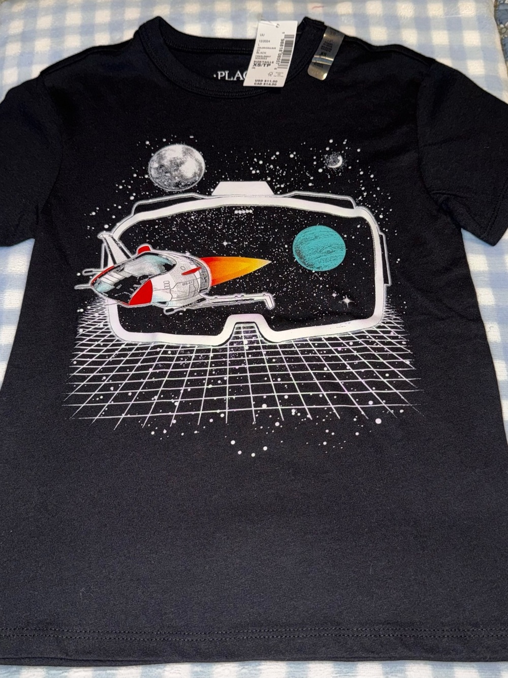 The Children’s Place Boys Size XS 4 XL 14 New NWT Black Space Shirt